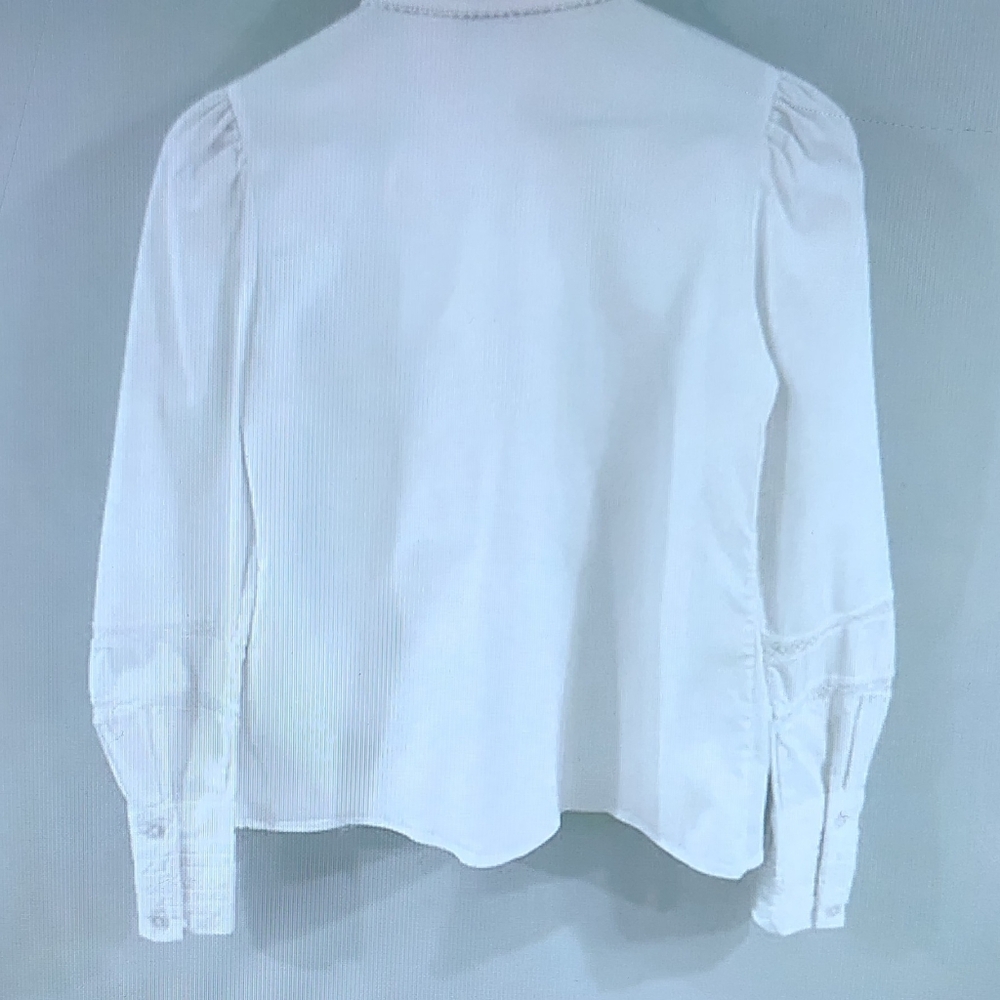 $360 NWT ALEXIS White Haskell Pleated Lace Classic Button Up Top Sz L - Picture 6 of 9